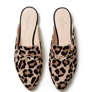 😎 KATE SPADE - CECE TOO LEOPARD PRINT CALF HAIR LOAFERS MULES - SZ 7M